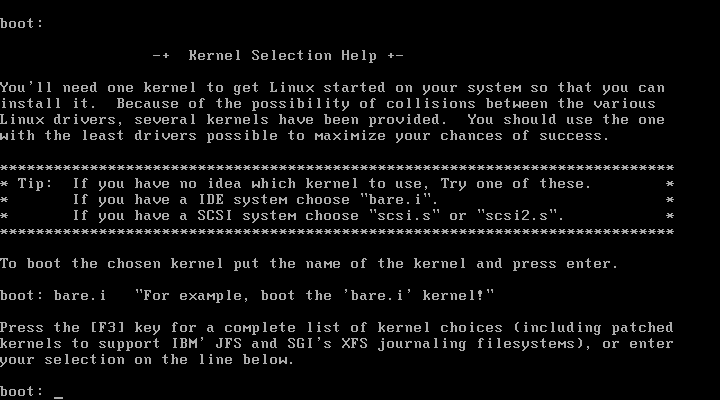 F2 Help Screen