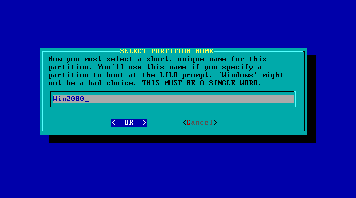 Enter Partition Name Enter Partition Name