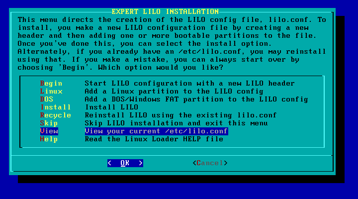 Viewing /etc/lilo.conf Viewing /etc/lilo.conf