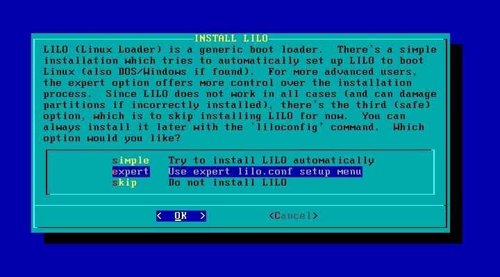 LILO Expert Mode Option LILO Expert Mode Option