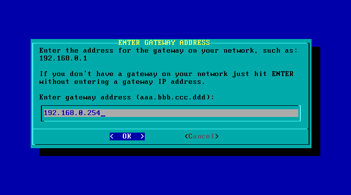 Enter Gateway Address
