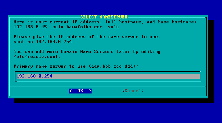 Enter Name Server Address