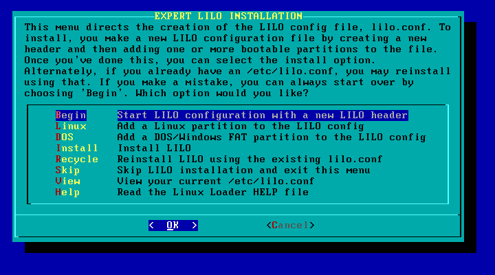 The LILO Menu The LILO Menu