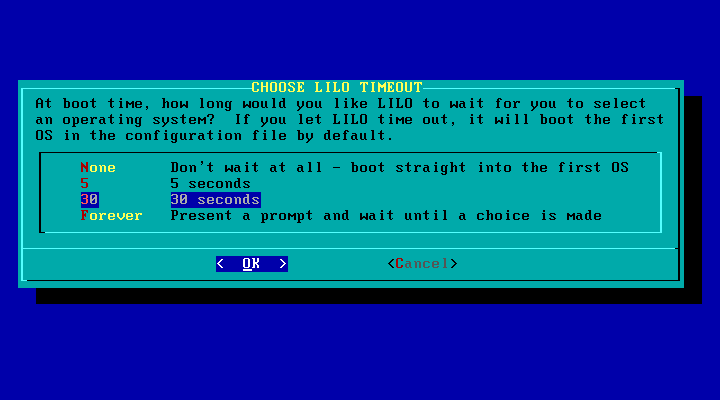 LILO Timeout Setting LILO Timeout Setting