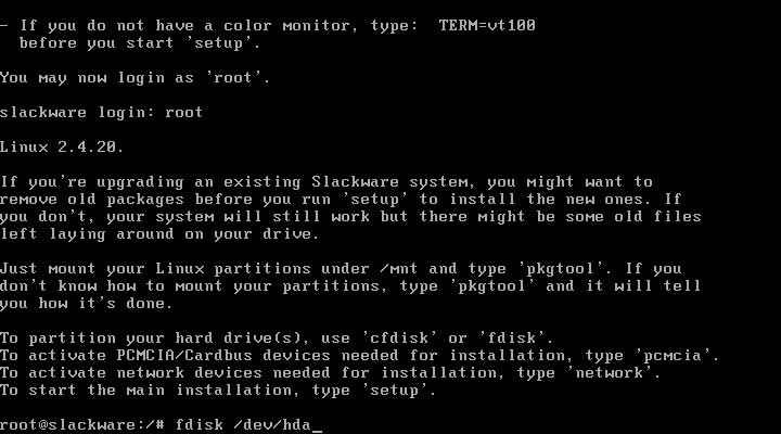 Starting the fdisk program